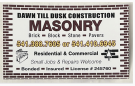 DAWN TILL DUSK CONSTRUCTION MASONRY